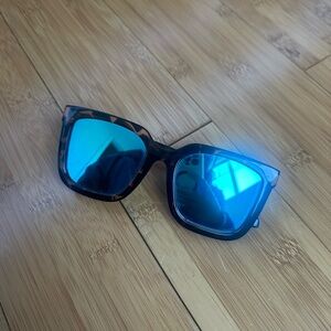 Quay Tortoise Shell Sunglasses with Blue Lenses